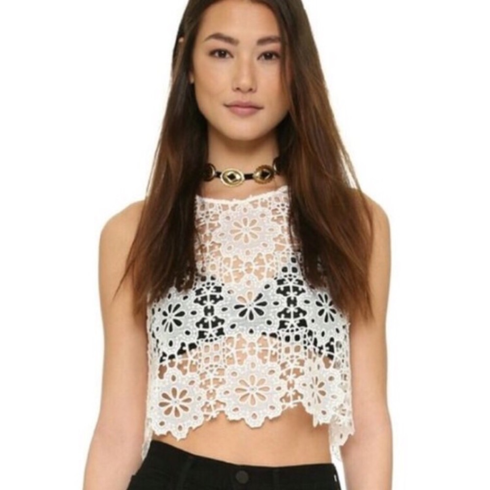 Poetry lace white crop top✨